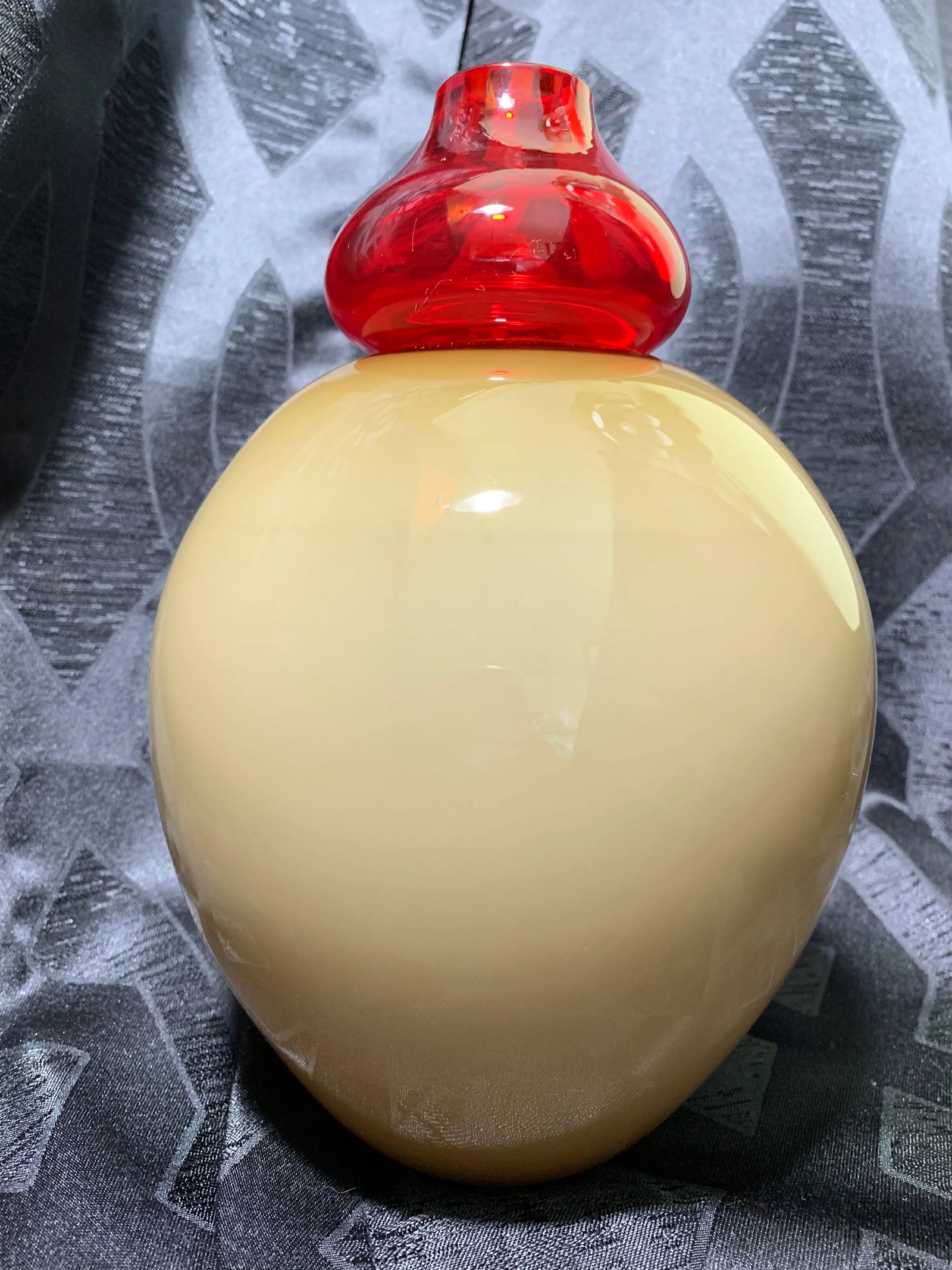 Alfredo Barbini for Oggetti Murano Glass Red and Tan Art Glass Vase, Signed - 11