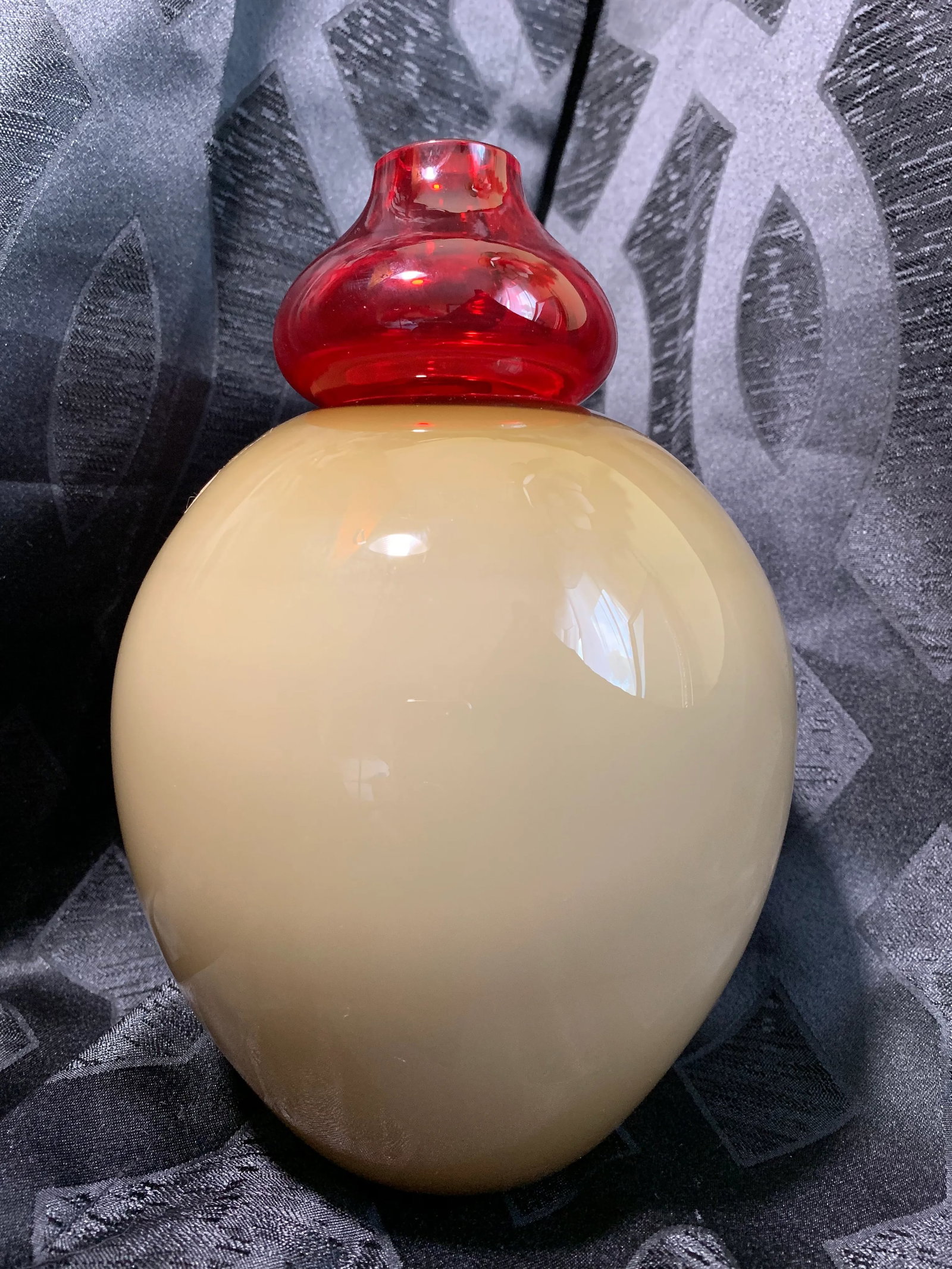 Alfredo Barbini for Oggetti Murano Glass Red and Tan Art Glass Vase, Signed - 8