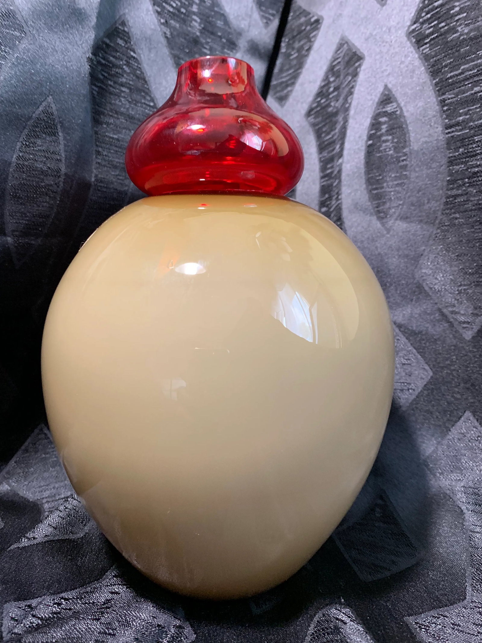 Alfredo Barbini for Oggetti Murano Glass Red and Tan Art Glass Vase, Signed - 9