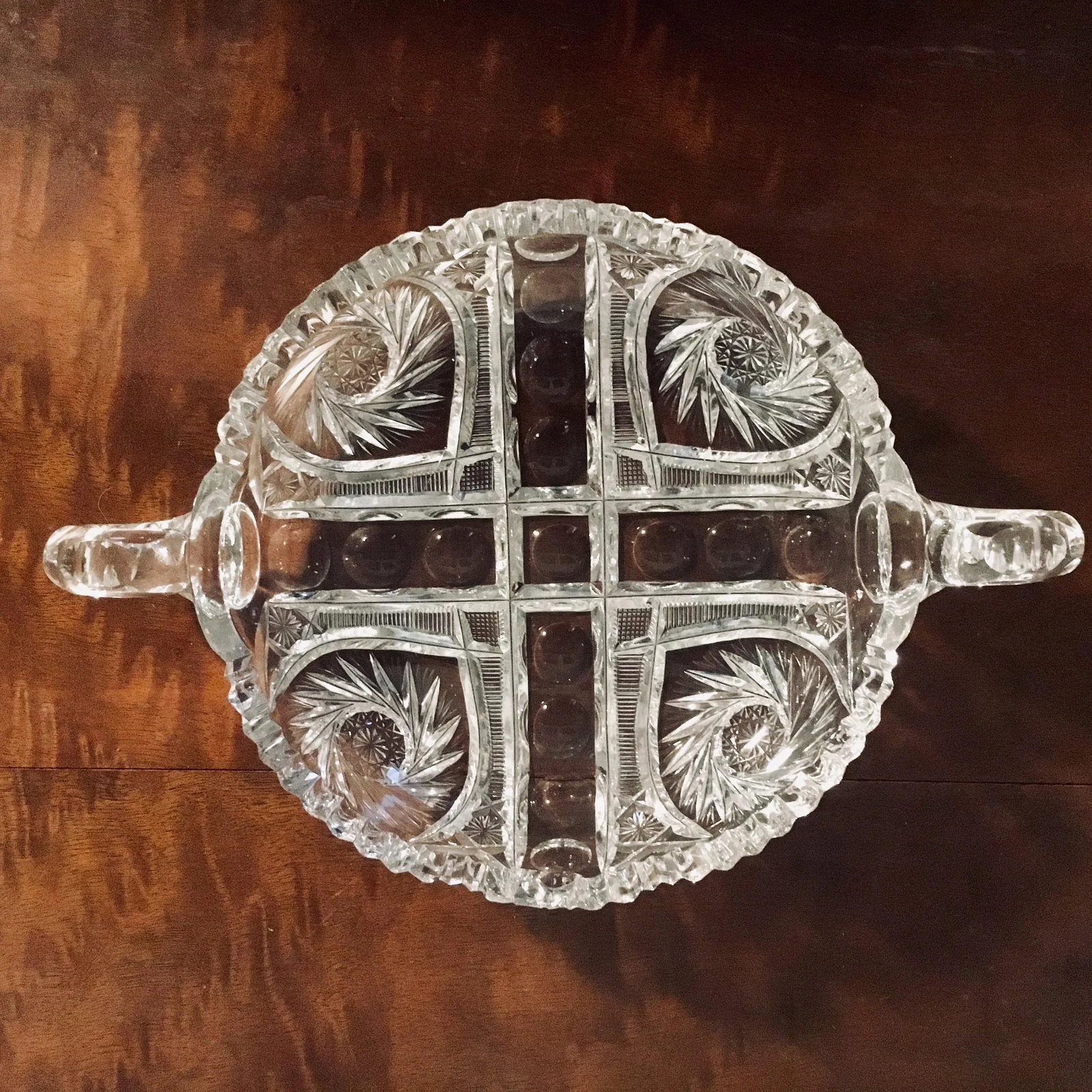 11.5" American Brilliant Cut Crystal Nappy Dish - 2