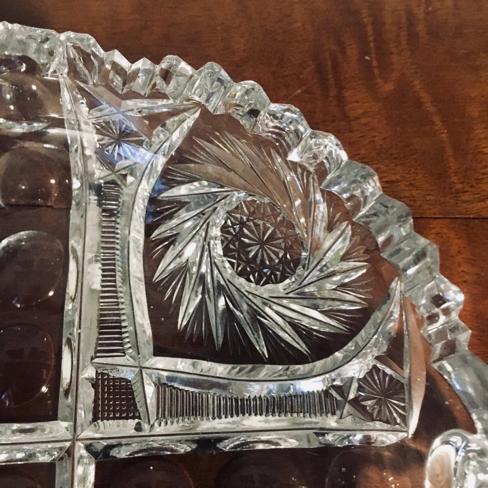 11.5" American Brilliant Cut Crystal Nappy Dish - 3