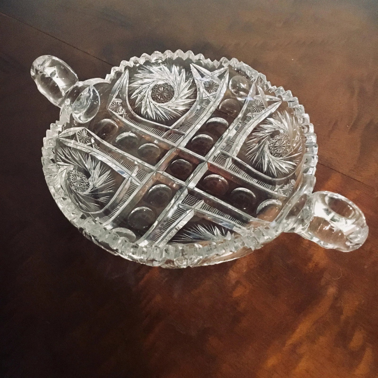 11.5" American Brilliant Cut Crystal Nappy Dish - 6