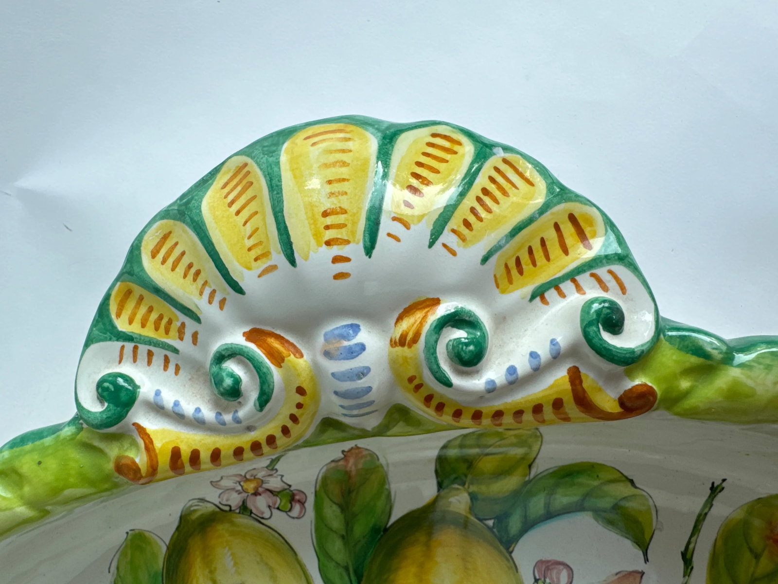 Monumental Vintage Italian Serving Platter / Tray Featuring Hand Painted Lemons - 5