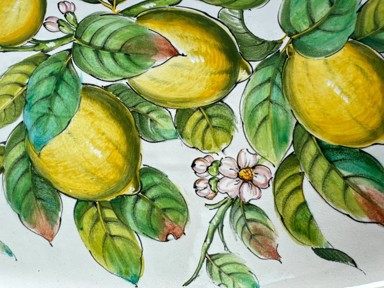 Monumental Vintage Italian Serving Platter / Tray Featuring Hand Painted Lemons - 7