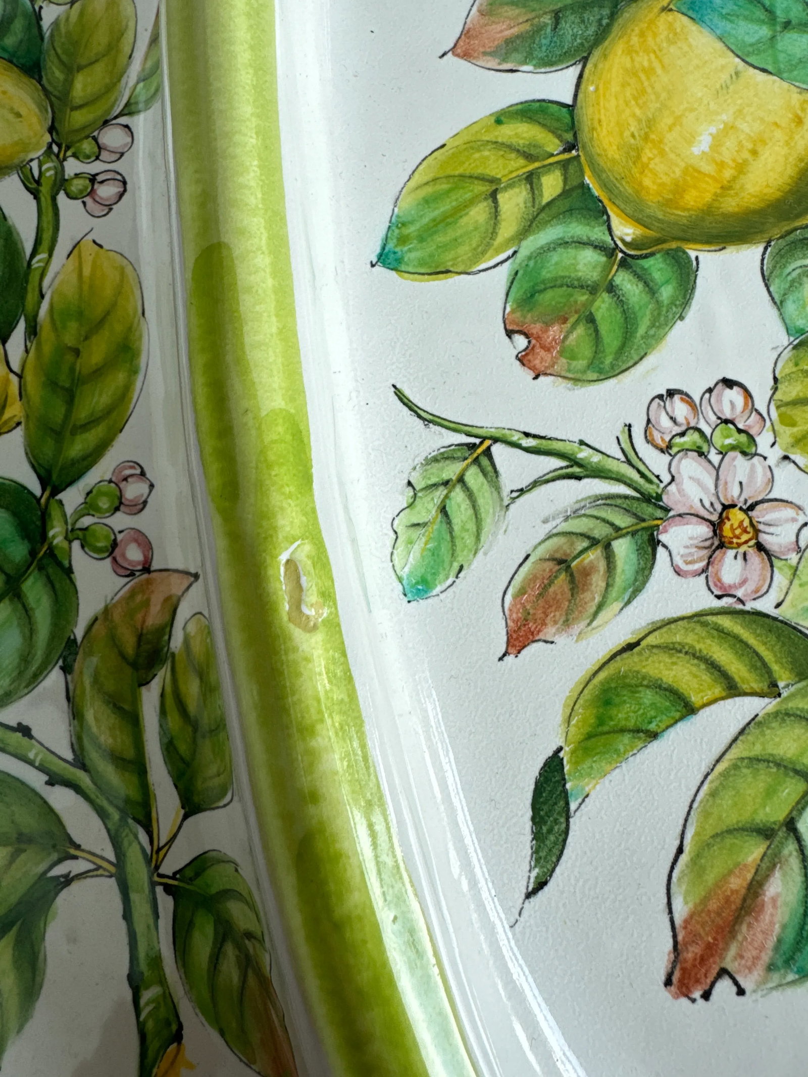 Monumental Vintage Italian Serving Platter / Tray Featuring Hand Painted Lemons - 8