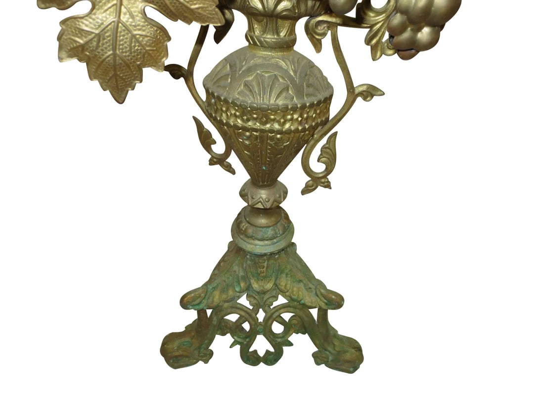 1940s Tall Brass Floral Candleholder - 2