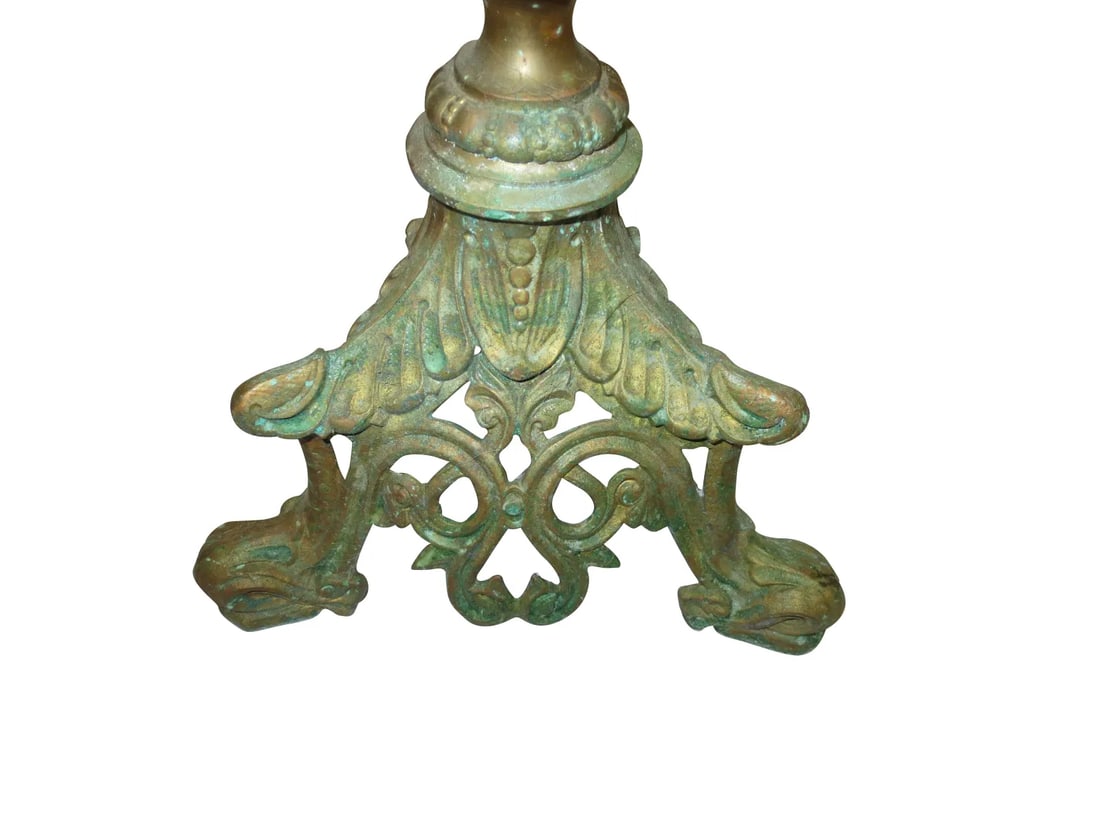 1940s Tall Brass Floral Candleholder - 3