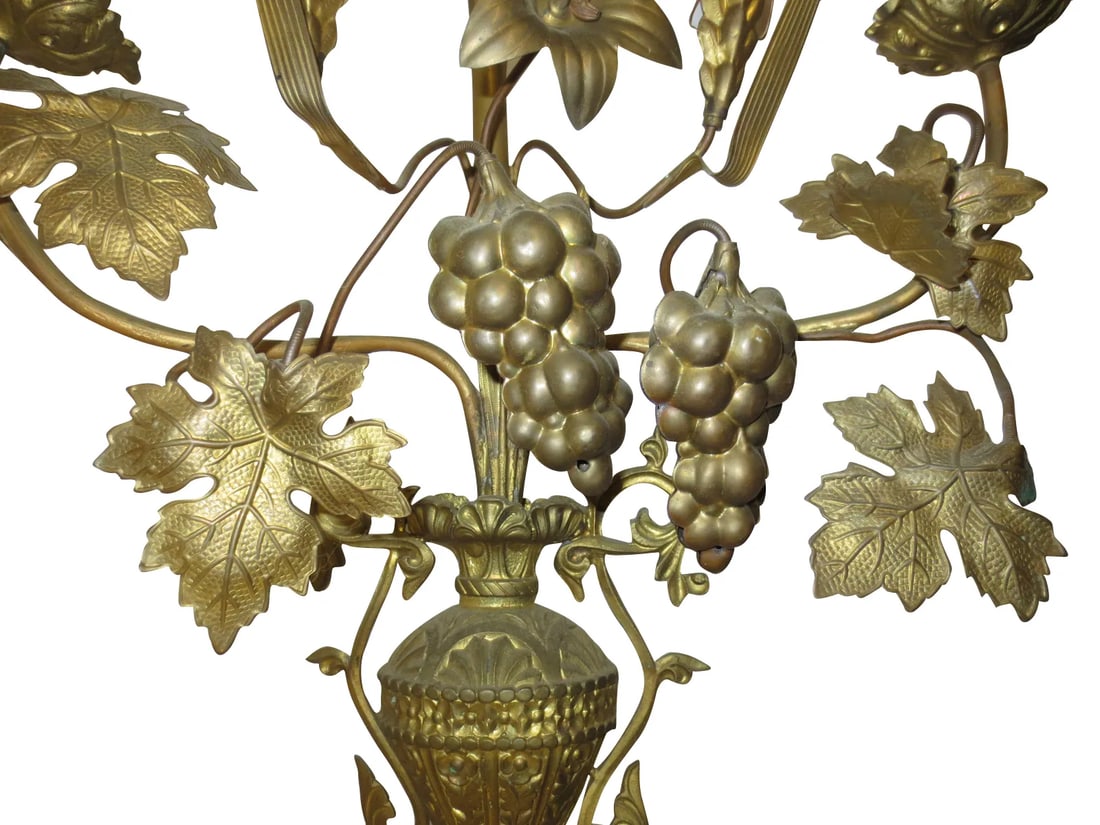 1940s Tall Brass Floral Candleholder - 4