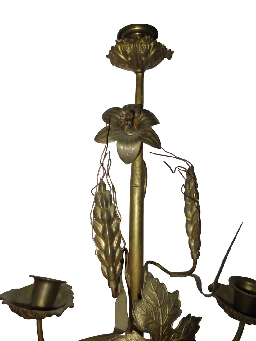 1940s Tall Brass Floral Candleholder - 5