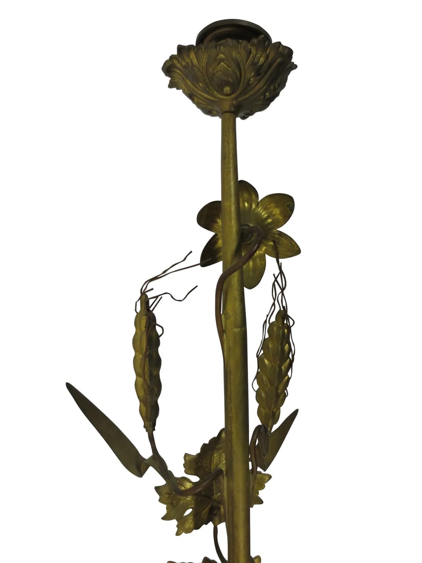 1940s Tall Brass Floral Candleholder - 8