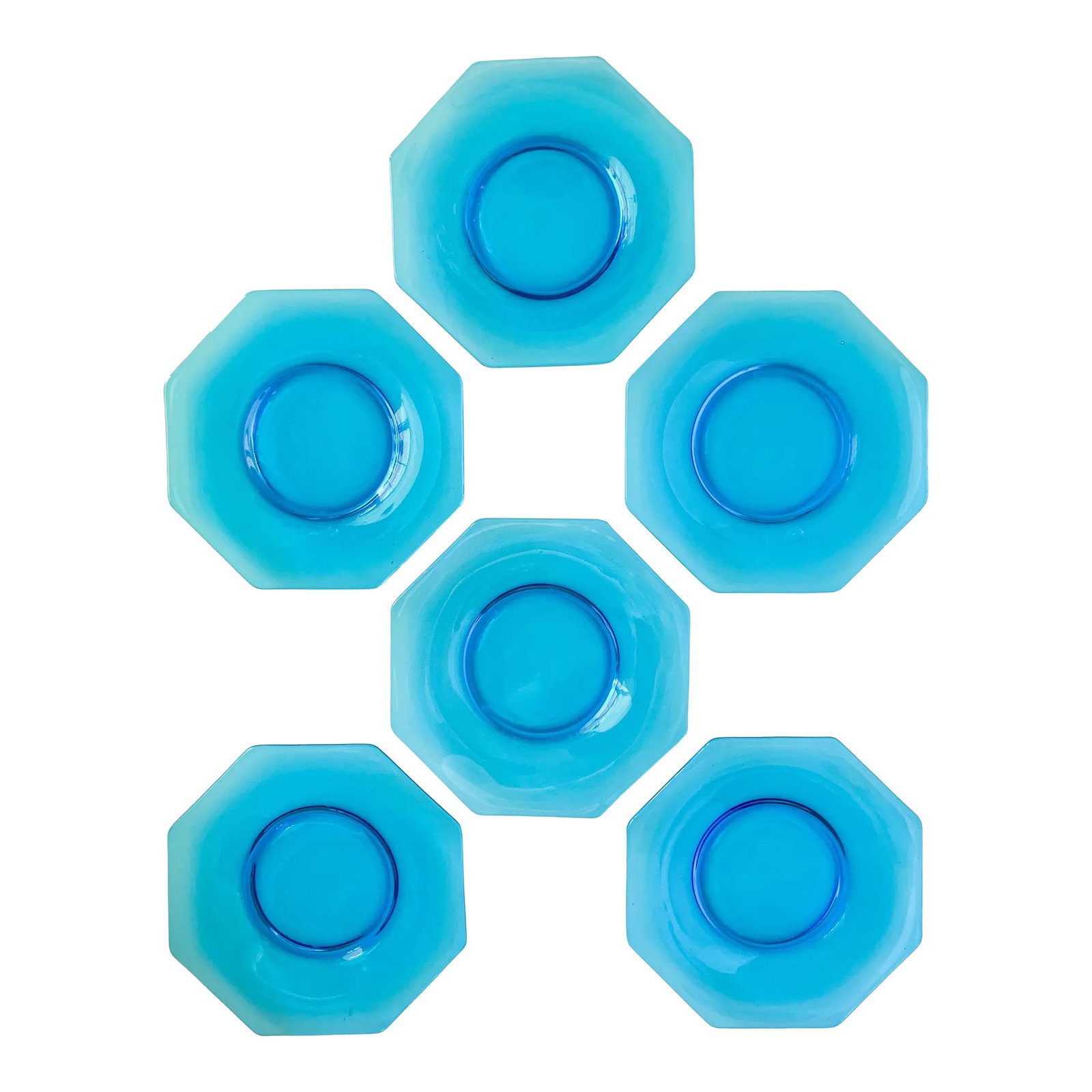 1920s Fostoria Octagonal Electric Blue Luncheon Plates Set of 6 (1 of 9)