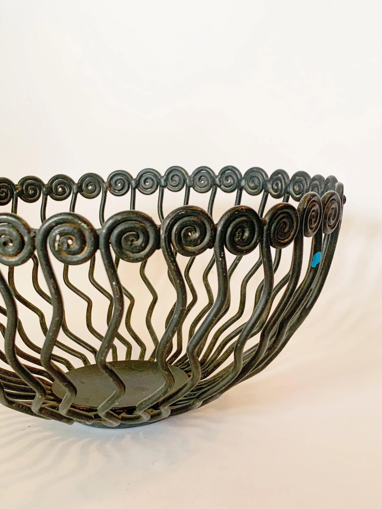 Post Modern Memphis Style Large Swirly Iron Fruit Display Bowl - 6