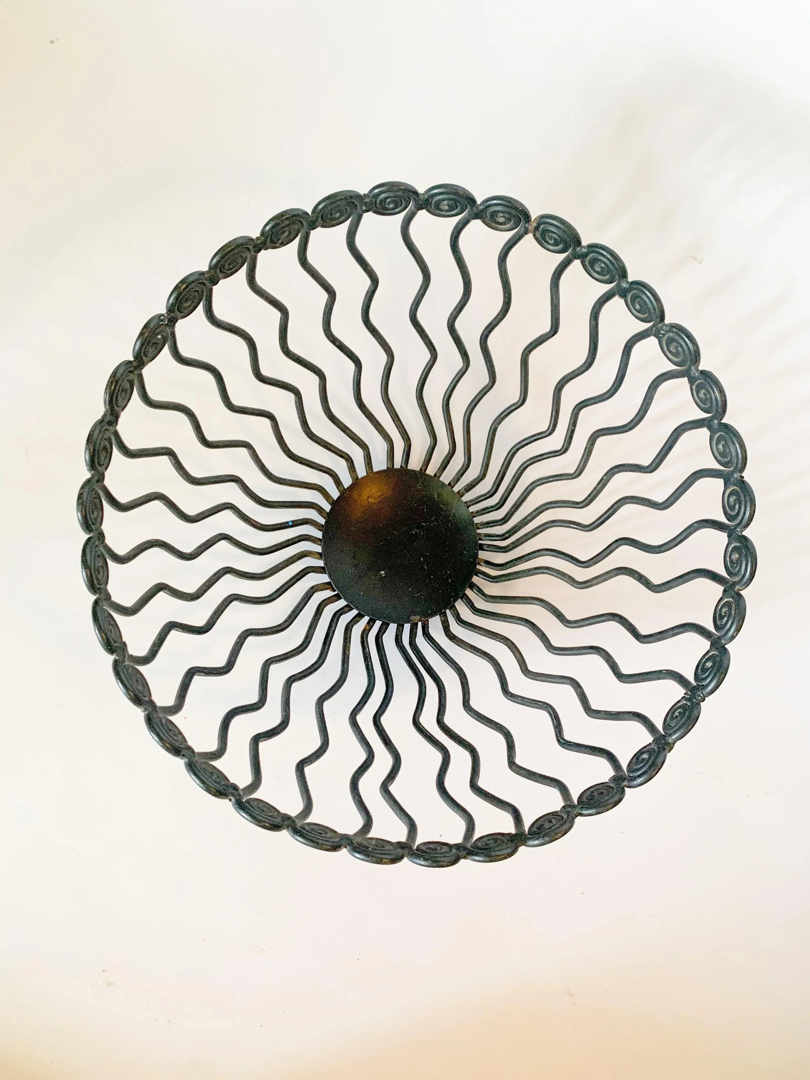 Post Modern Memphis Style Large Swirly Iron Fruit Display Bowl - 8
