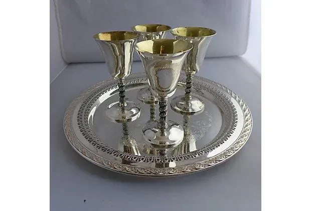 Vintage Silver Plated Stem & Tray - Set of 5 - 2