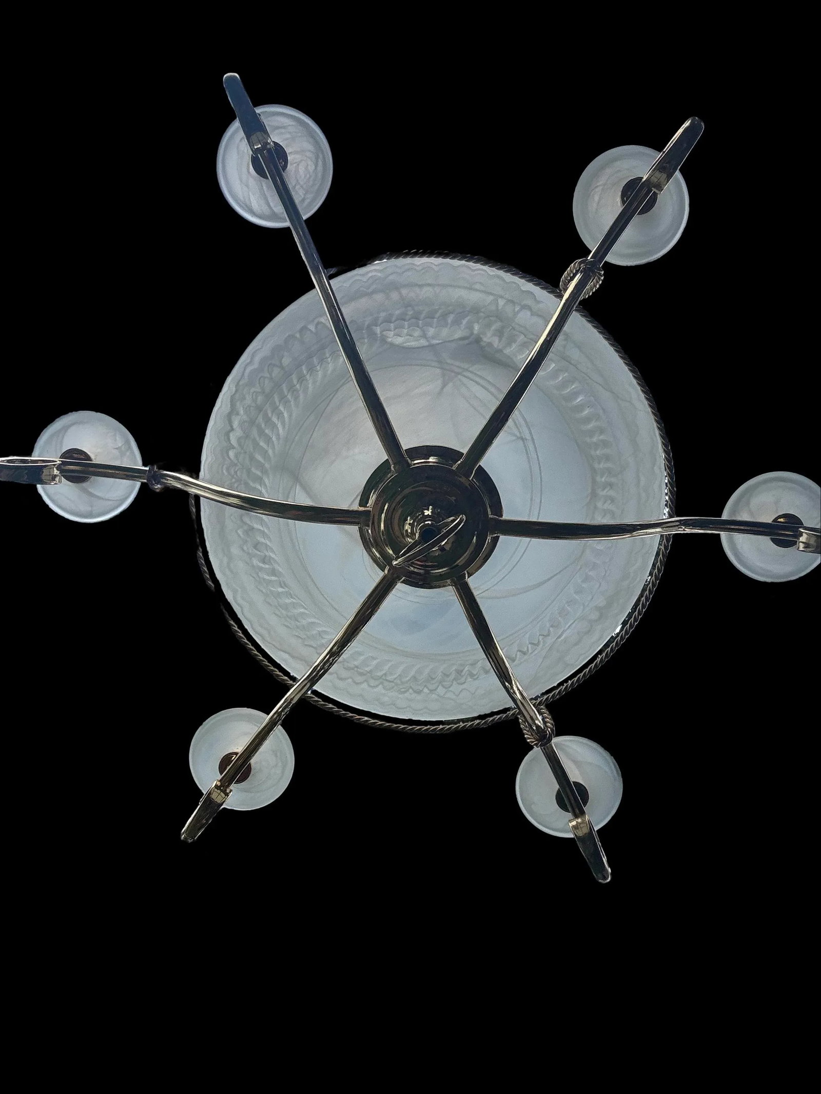 Italian Brass and White Glass Chandelier - 6