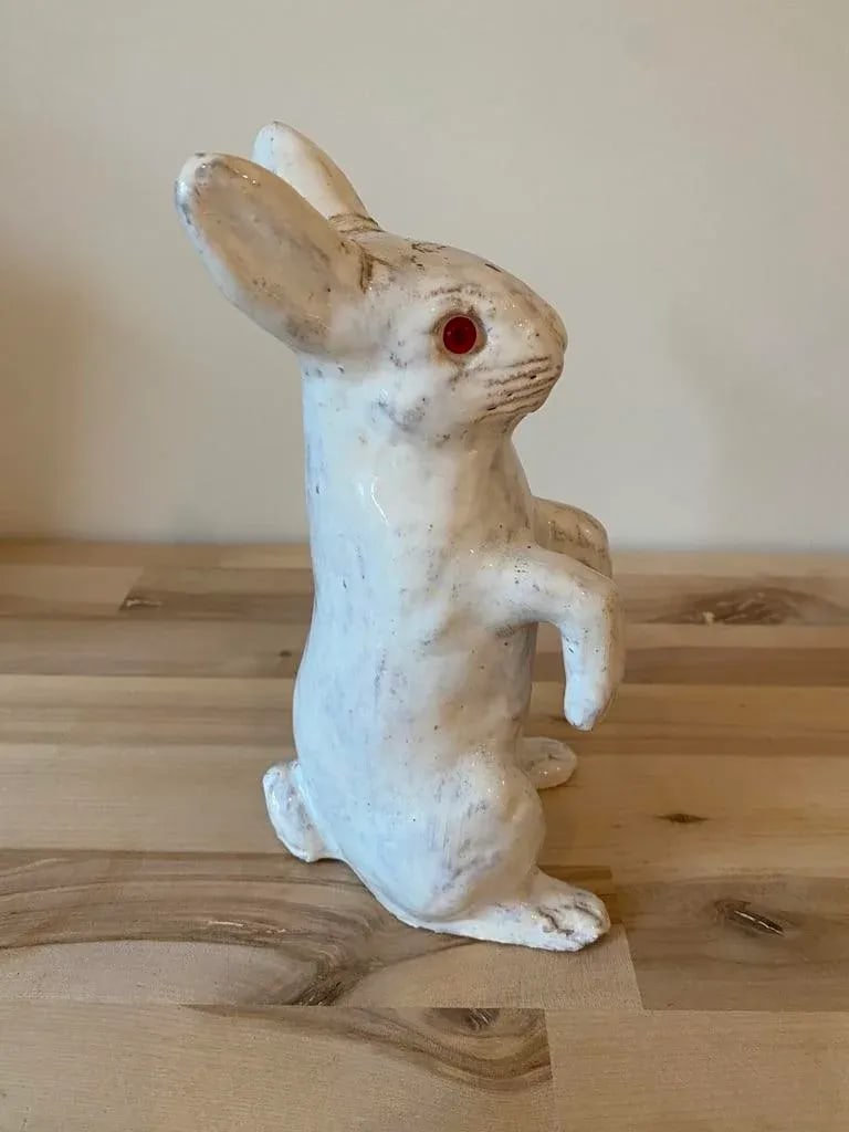Vintage Faience Majolica French Bunny Rabbit - 2