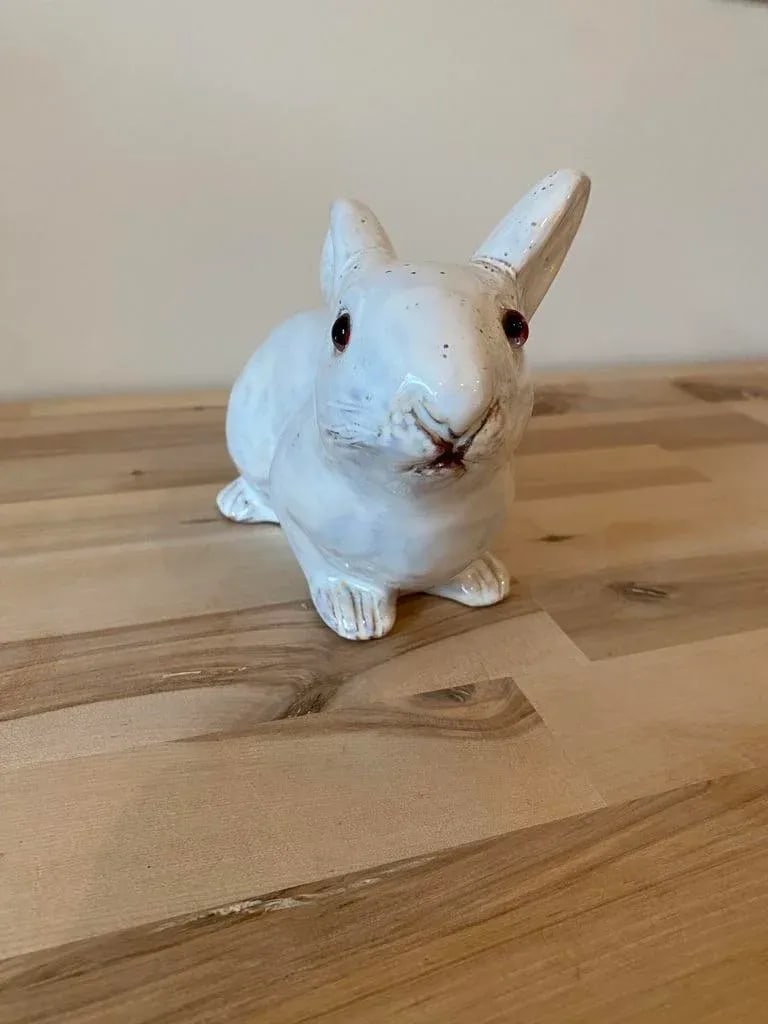 Vintage Faience Majolica French Bunny Rabbit - 3