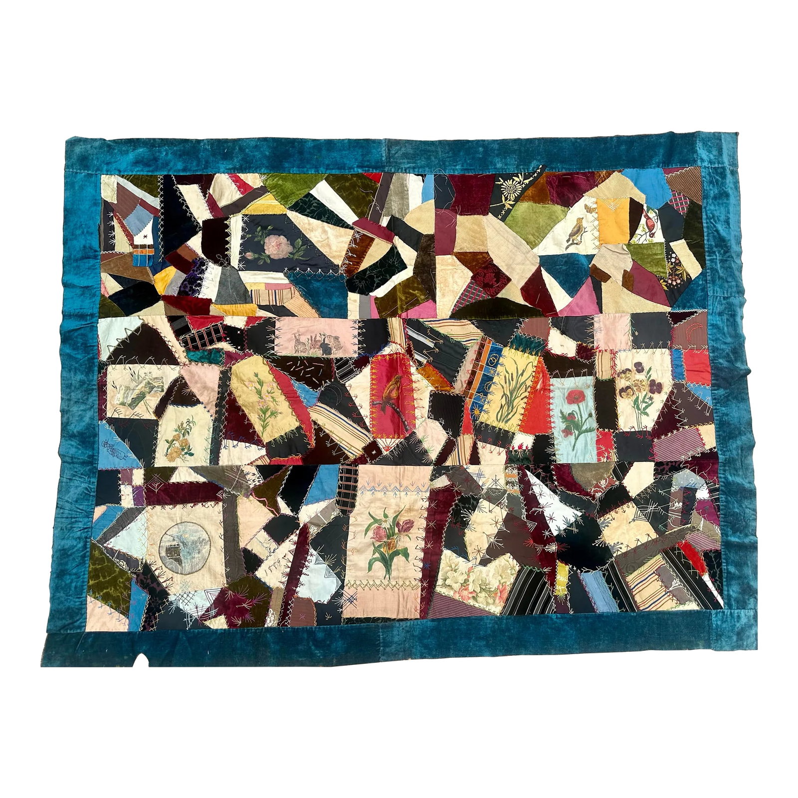 1889 Antique Hand Painted Crazy Quilt Top (1 of 7)