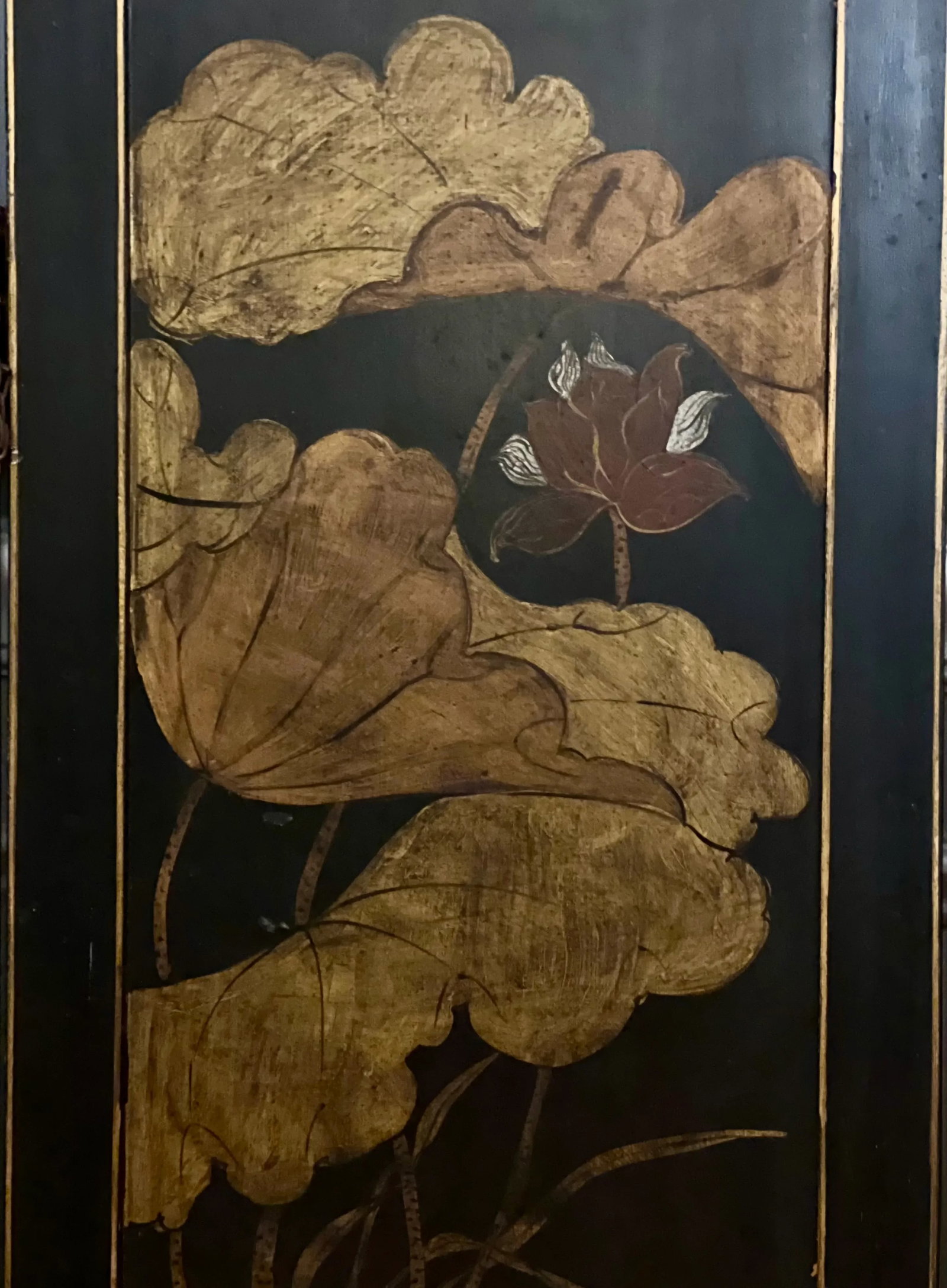 1920s Chinese Export Four Panel Lacquered Coromandel Dressing Screen Room Divider - 8