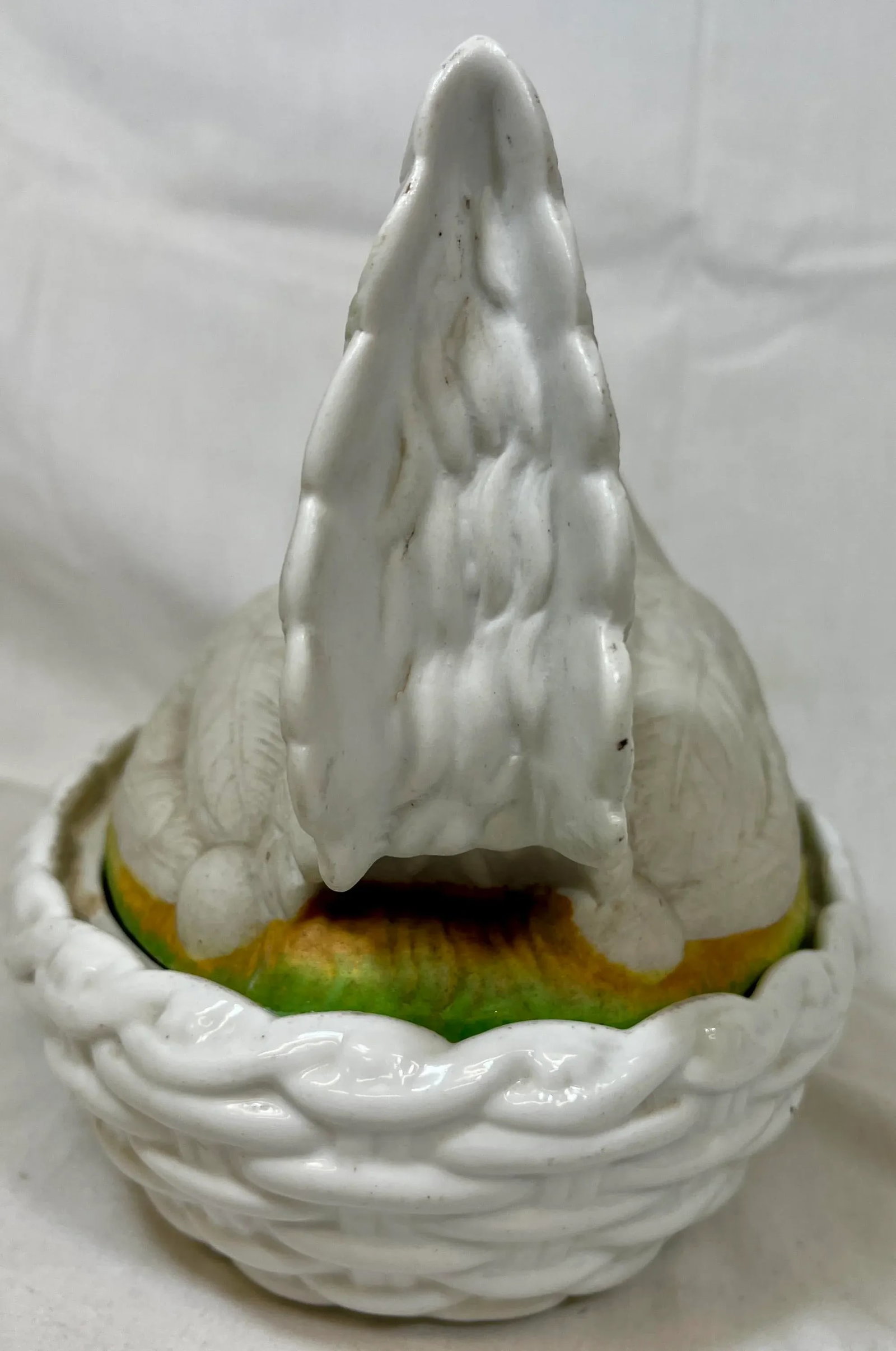 Antique 19th Century Staffordshire Porcelain Hen on a Basketweave Nest From England - 5