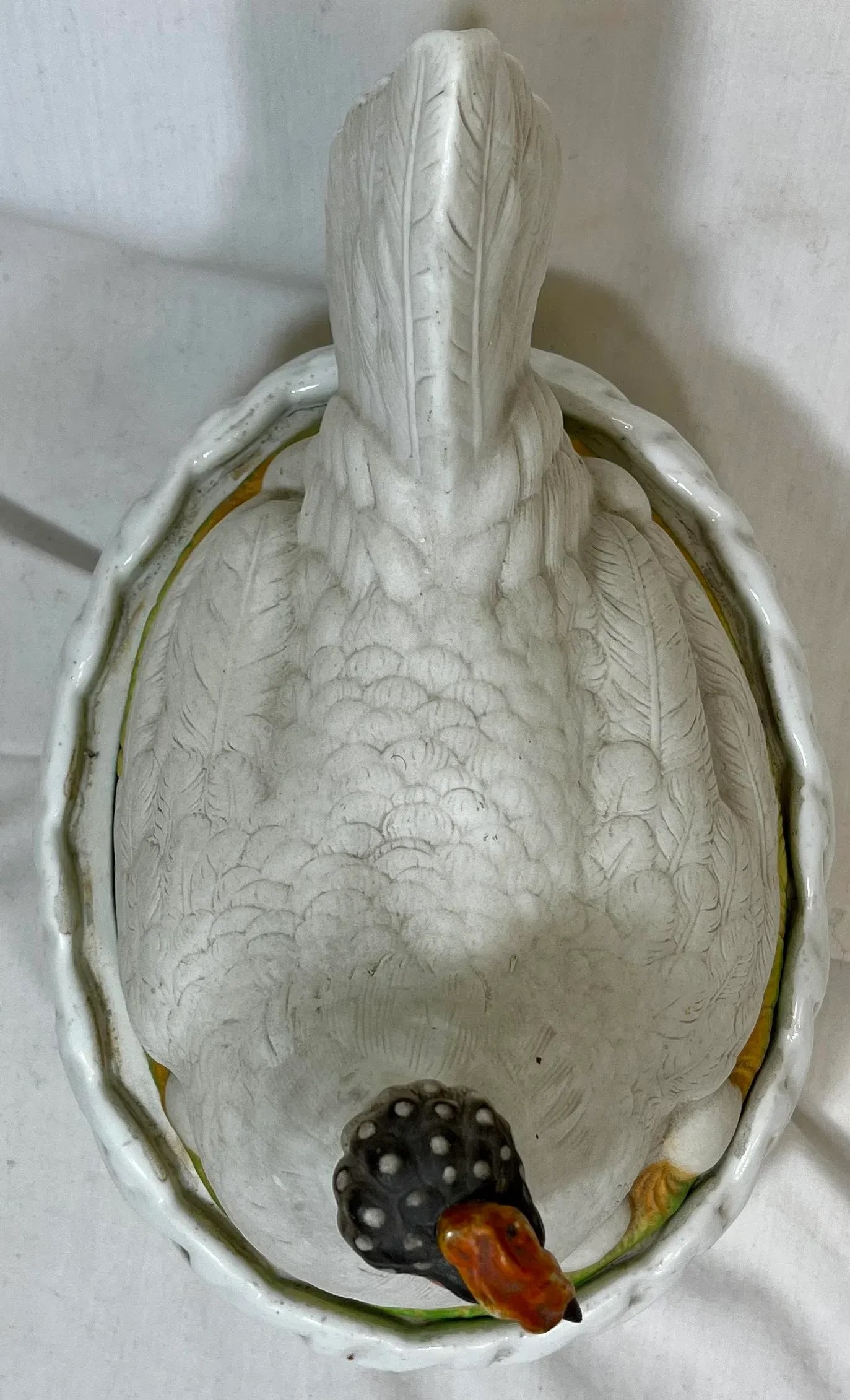 Antique 19th Century Staffordshire Porcelain Hen on a Basketweave Nest From England - 9