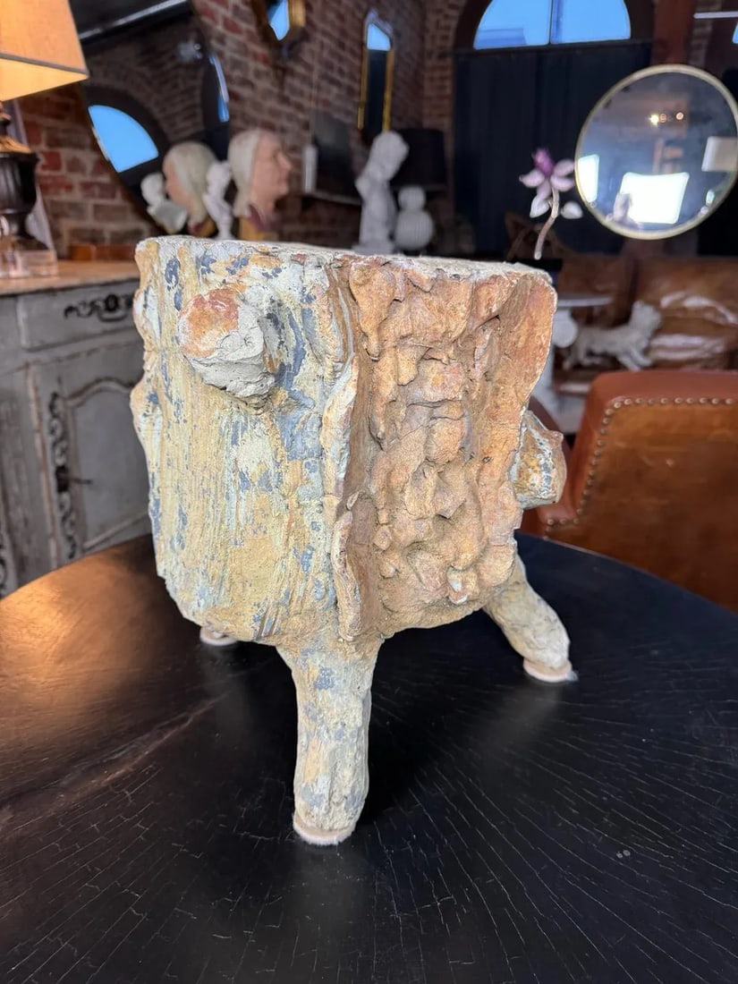 Vintage French Faux Bois Concrete Planter | Mid-Century Garden Planter, Circa 1960s - 12