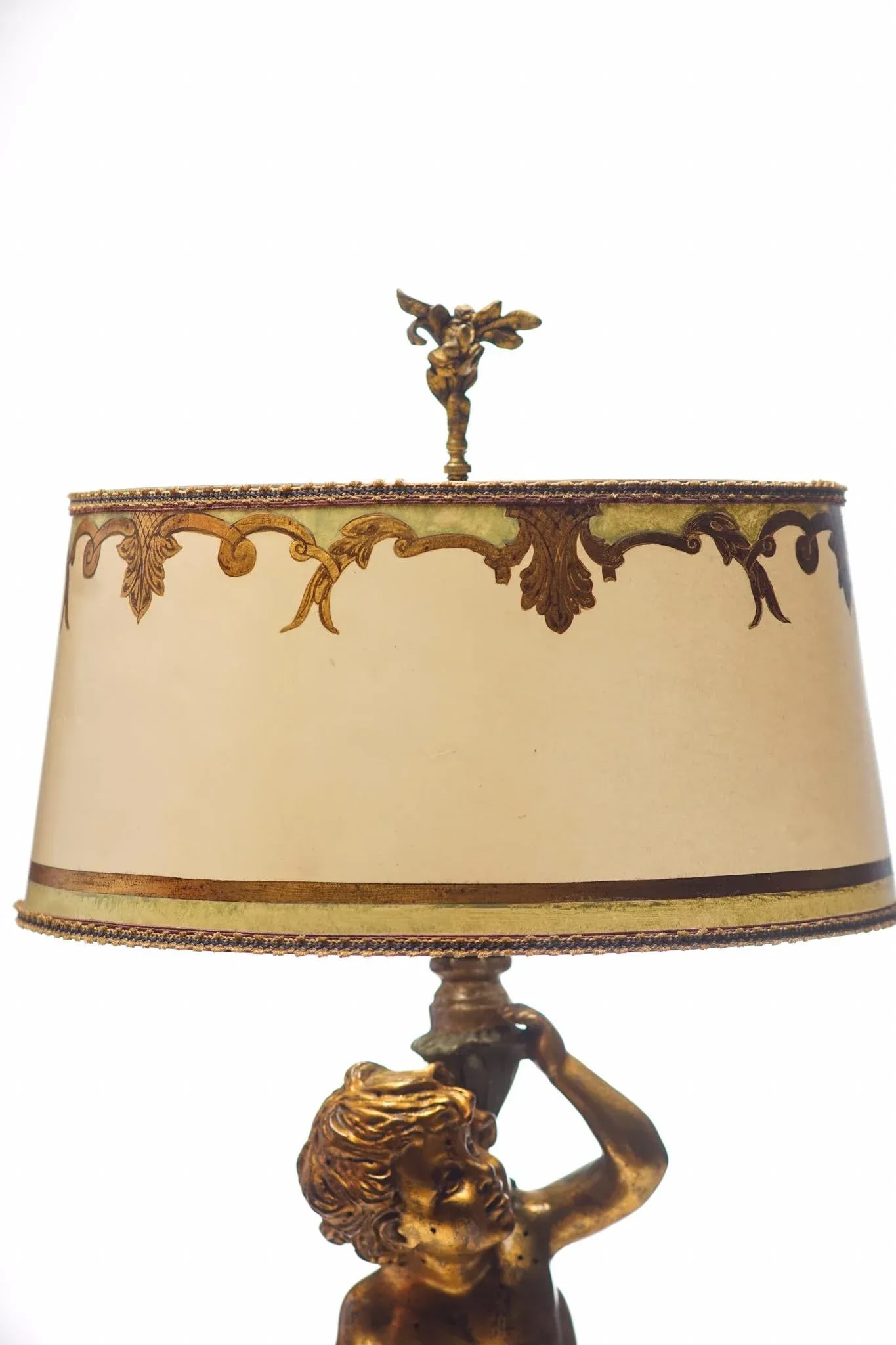 Italian Vintage Carved Wood Italian Putti Lamp - 2