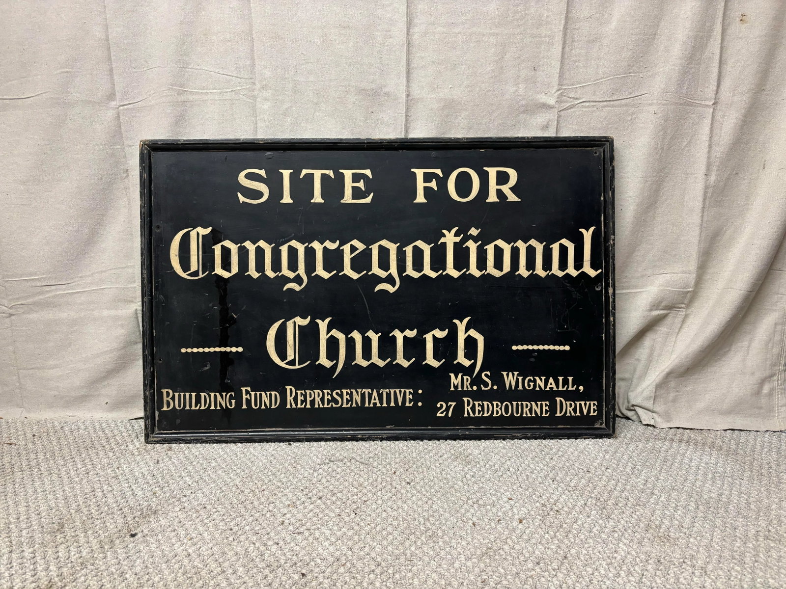 Antique English Hand Painted Wooden Sign - 2