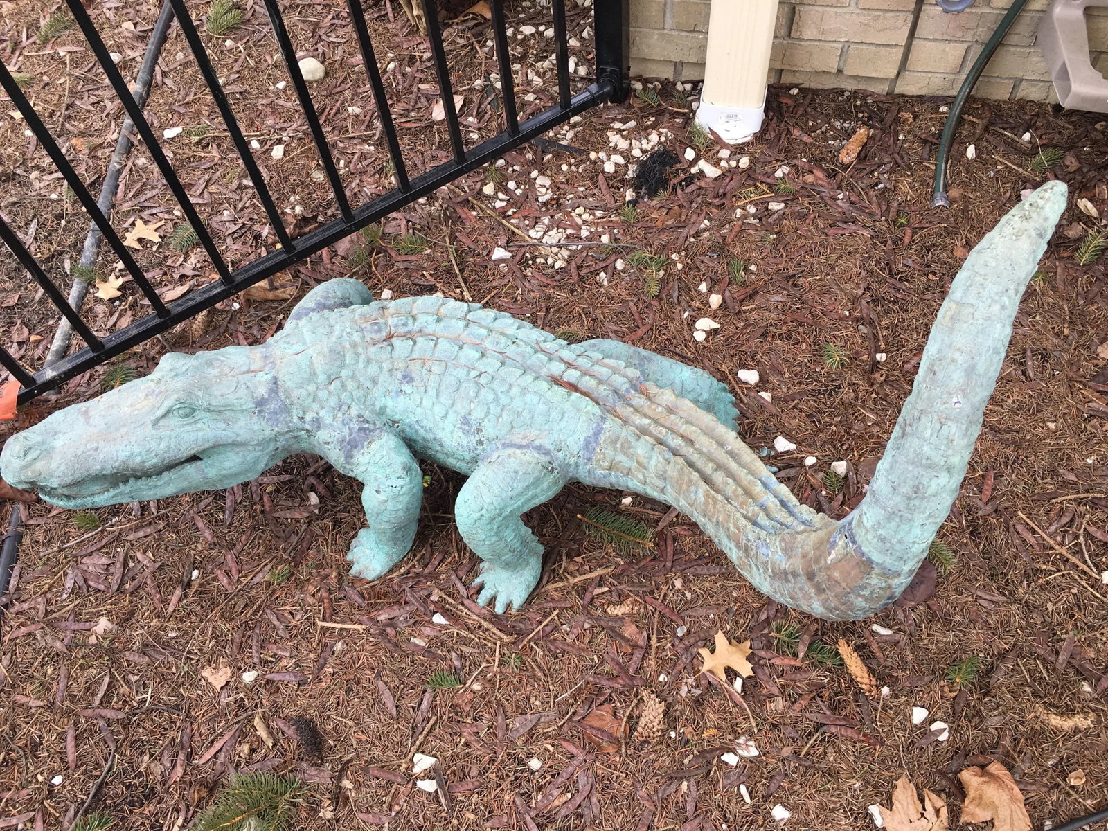 1980s Vintage Bronze Crocodile Statue - 2