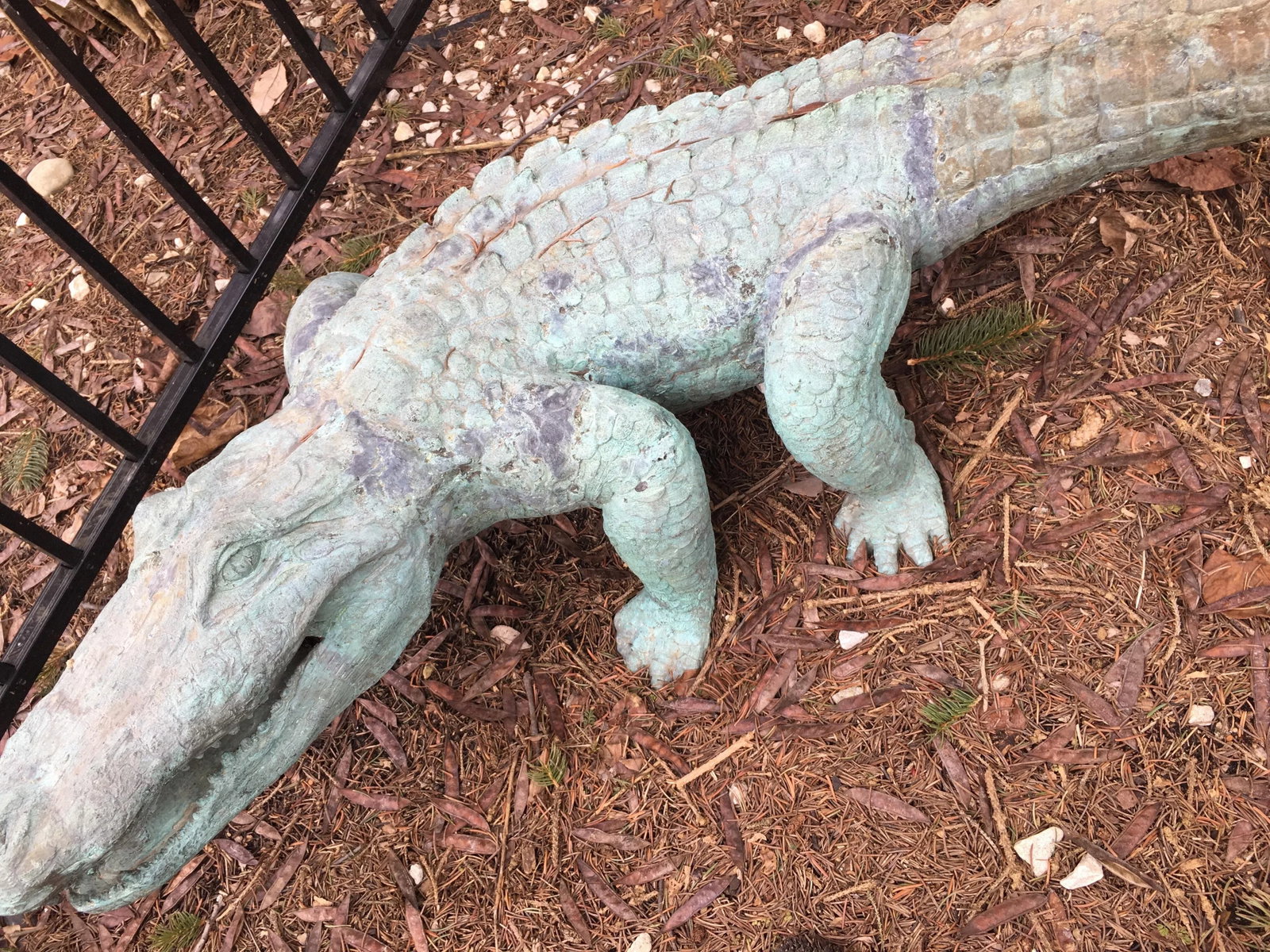 1980s Vintage Bronze Crocodile Statue - 3