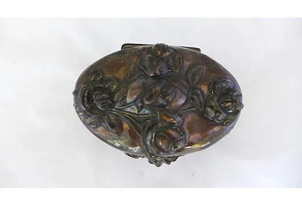 Art Nouveau Silverplate Footed Rose Jewelry Box - 4
