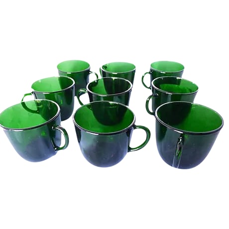 Midcentury Green Punch Cups - Set of 9 (1 of 7)