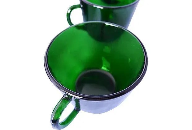 Midcentury Green Punch Cups - Set of 9 - 6