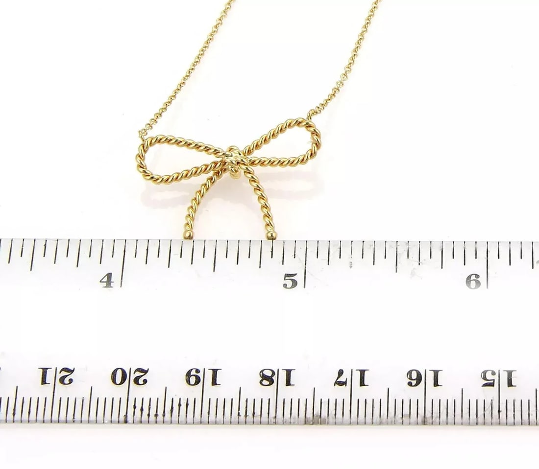 Tiffany & Co. Twisted Cable Wire 18k Yellow Gold Bow Pendant Necklace - 5