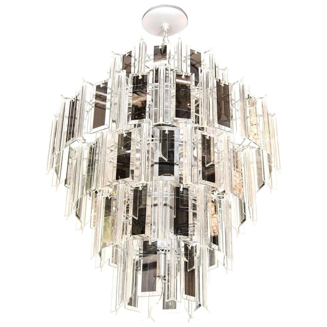 Hollywood Regency Chandelier With Lucite and Mirrored Glass Prisms, 1970's - 10