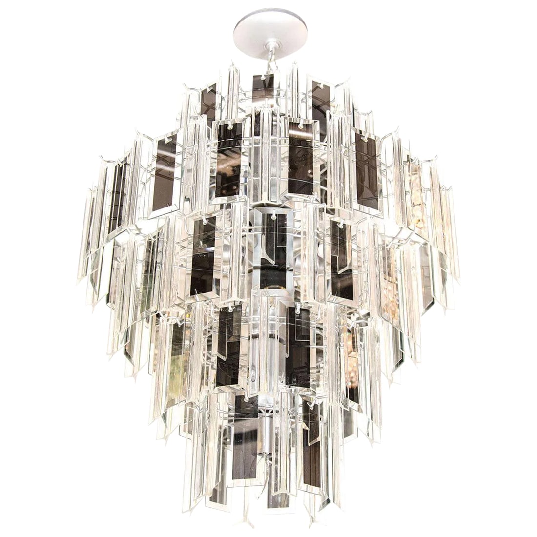 Hollywood Regency Chandelier With Lucite and Mirrored Glass Prisms, 1970's (1 of 10)