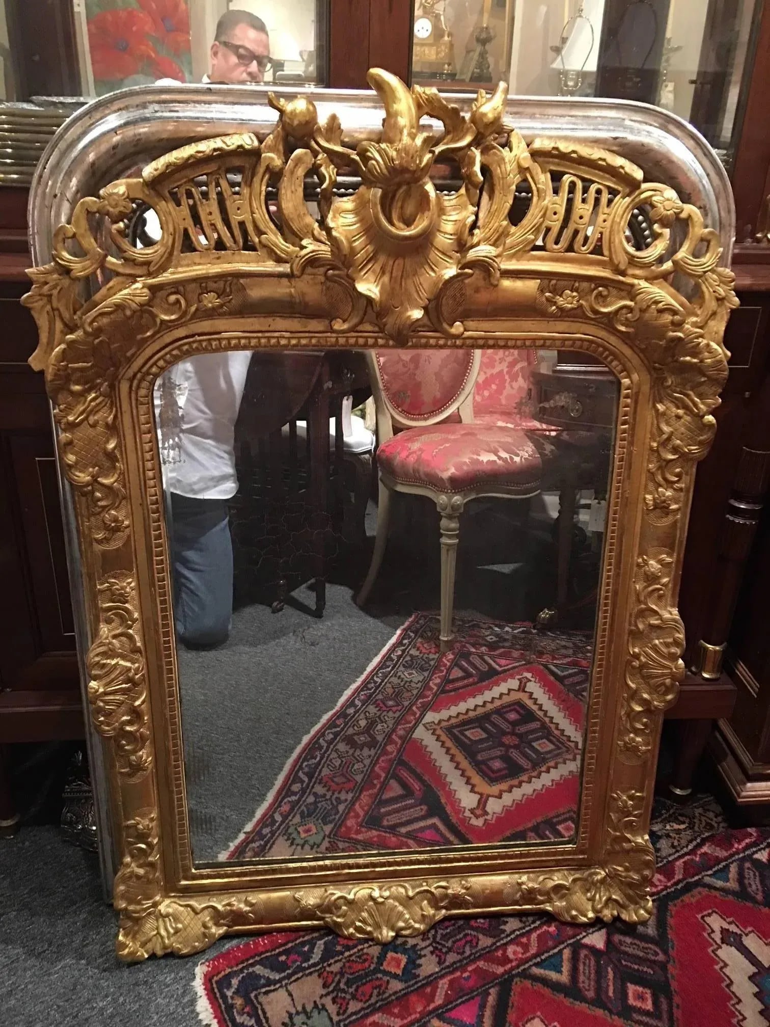Louis XV Style Giltwood Overmantel Mirror, Early 19th Century - 2