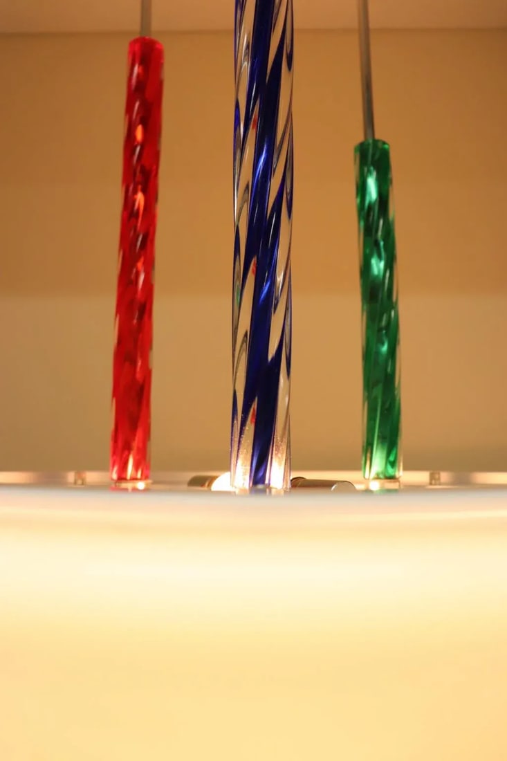 Carlo Nason for ITRE Colored Murano Glass Rod Chandelier Lamp, Mid-Century Modern - 10