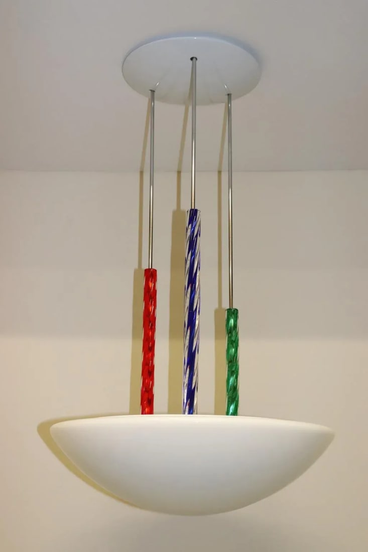 Carlo Nason for ITRE Colored Murano Glass Rod Chandelier Lamp, Mid-Century Modern - 13