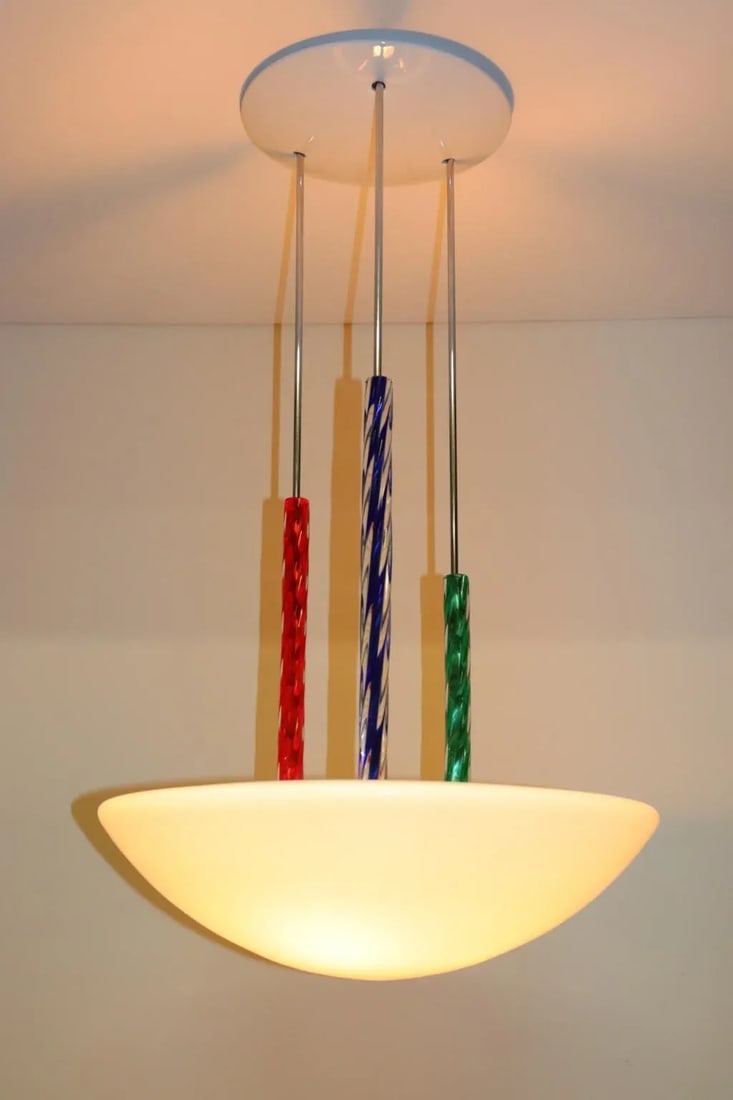 Carlo Nason for ITRE Colored Murano Glass Rod Chandelier Lamp, Mid-Century Modern - 2