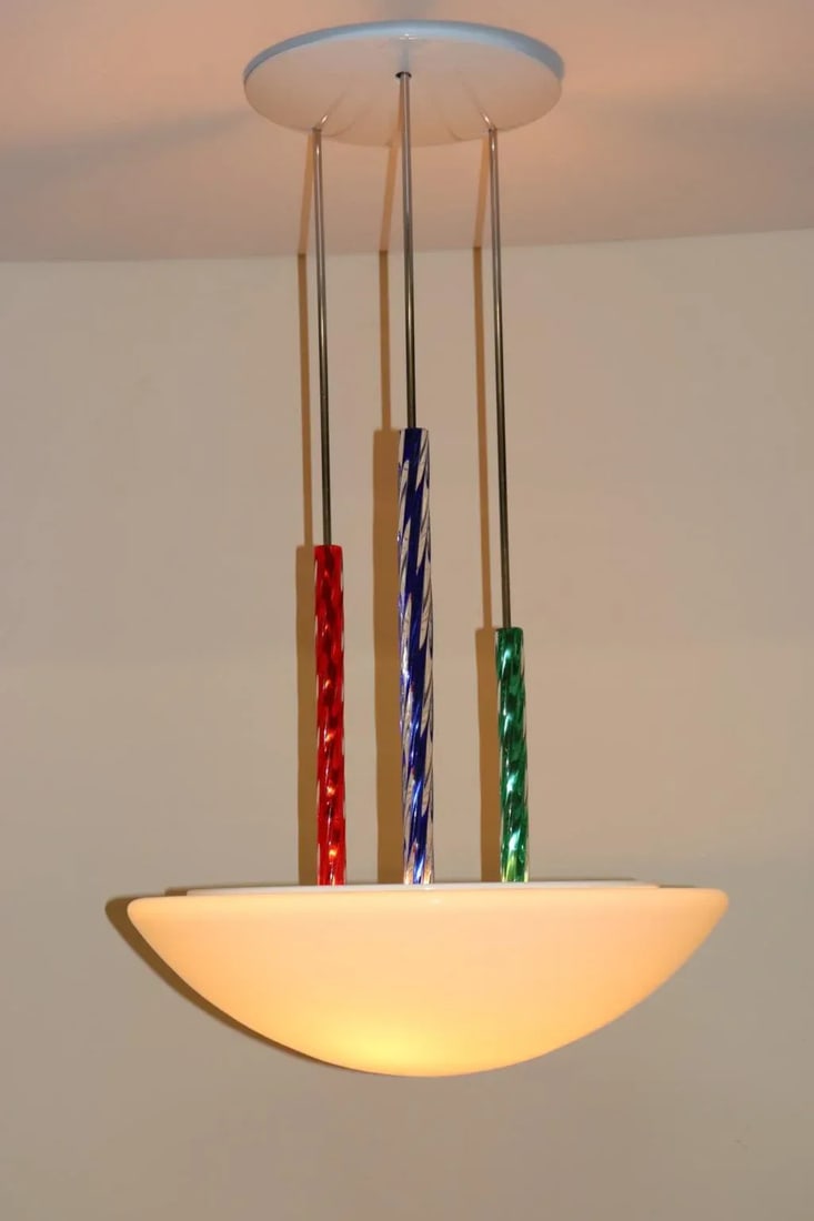 Carlo Nason for ITRE Colored Murano Glass Rod Chandelier Lamp, Mid-Century Modern - 3