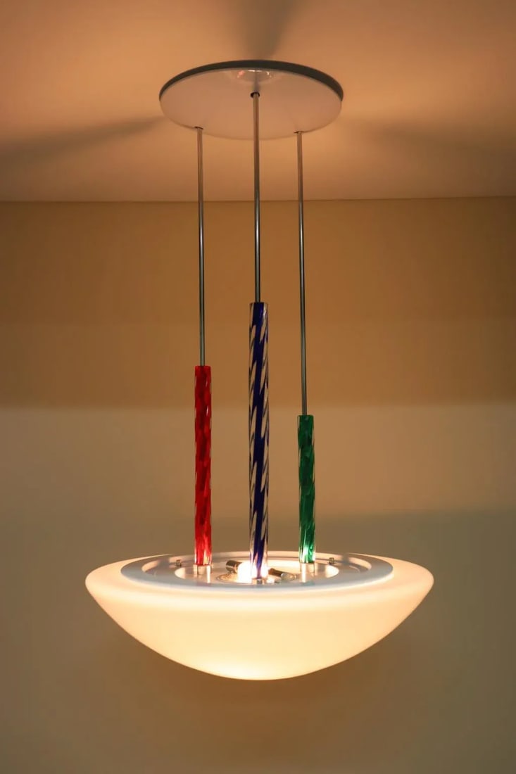 Carlo Nason for ITRE Colored Murano Glass Rod Chandelier Lamp, Mid-Century Modern - 5