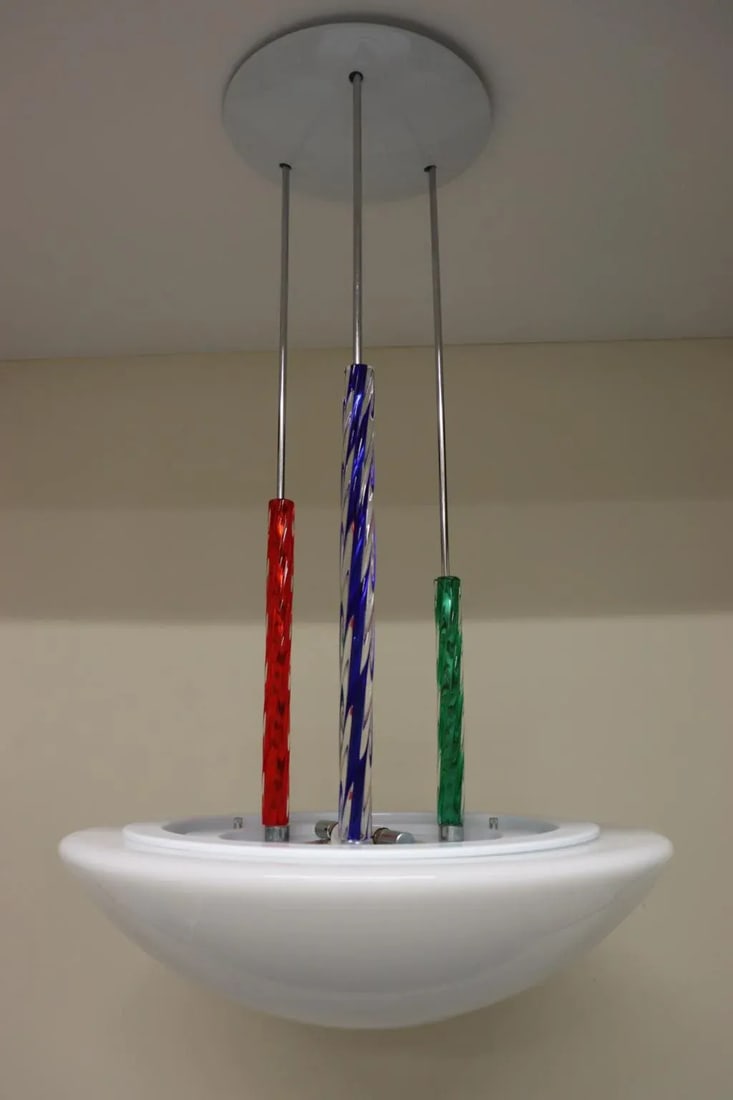 Carlo Nason for ITRE Colored Murano Glass Rod Chandelier Lamp, Mid-Century Modern - 6