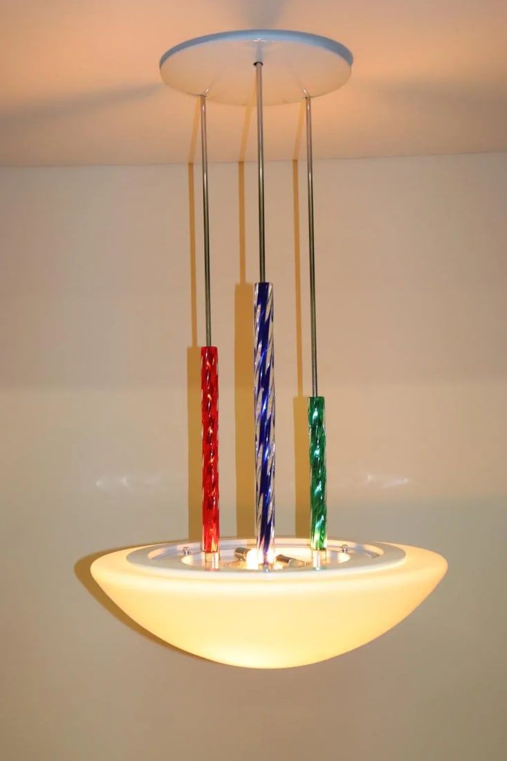 Carlo Nason for ITRE Colored Murano Glass Rod Chandelier Lamp, Mid-Century Modern - 7