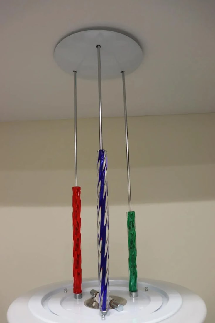 Carlo Nason for ITRE Colored Murano Glass Rod Chandelier Lamp, Mid-Century Modern - 8