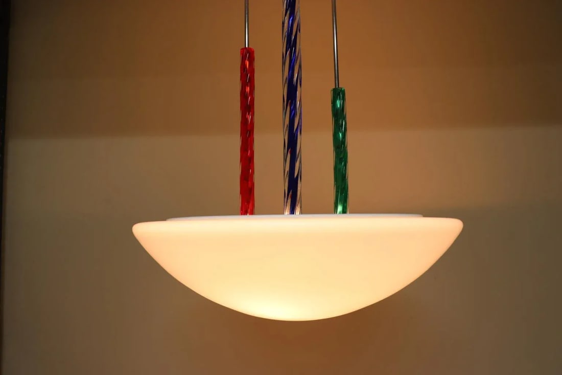 Carlo Nason for ITRE Colored Murano Glass Rod Chandelier Lamp, Mid-Century Modern - 9