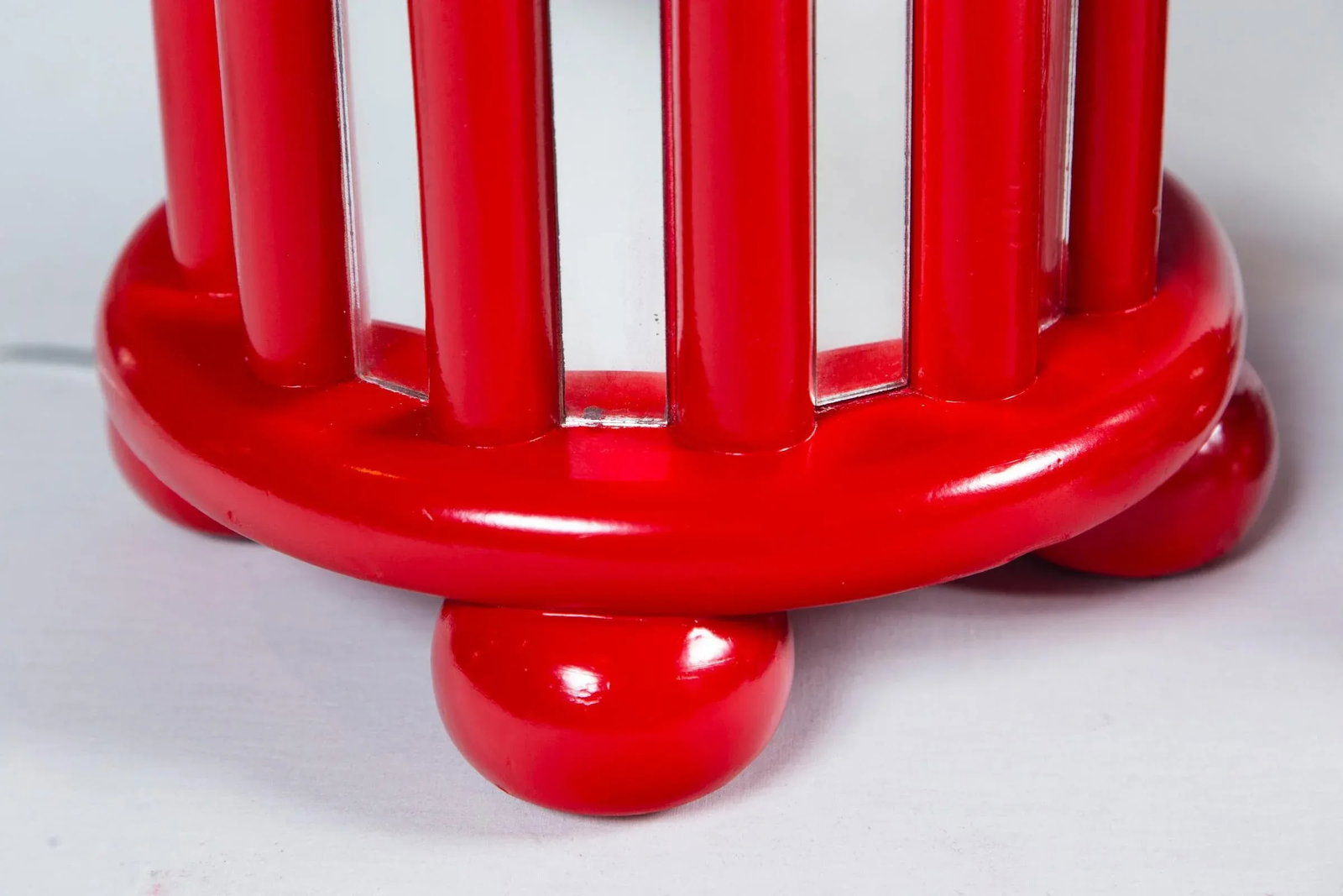 Mid-Century Mirrored Red Lamps - a Pair - 7