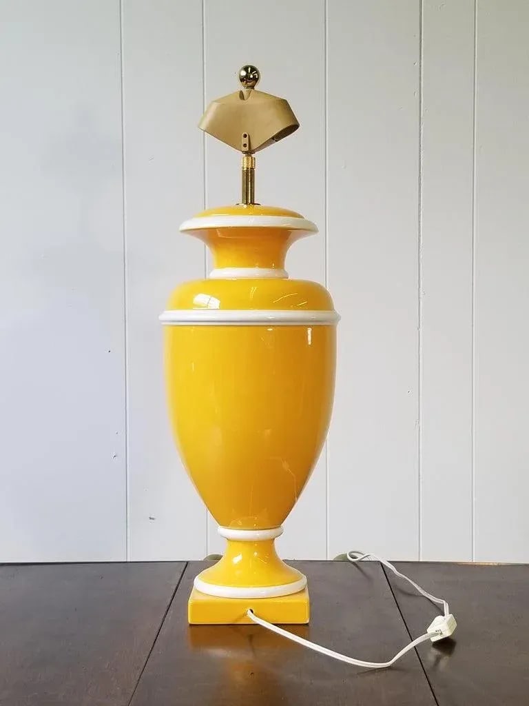 Vintage Italian Ceramic Lamp in Yellow and White - 3