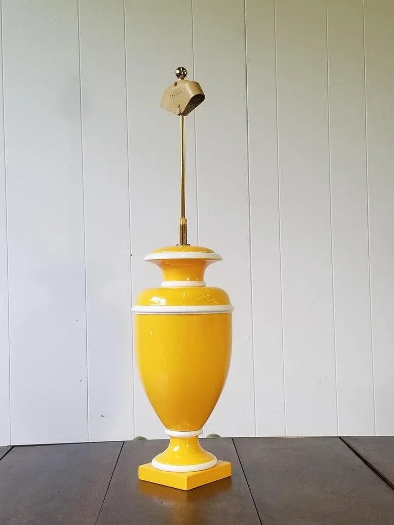 Vintage Italian Ceramic Lamp in Yellow and White - 4