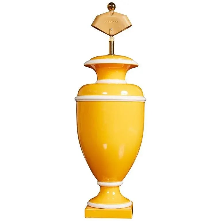 Vintage Italian Ceramic Lamp in Yellow and White - 9